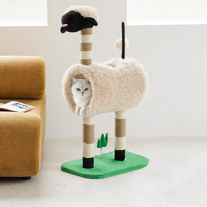 Sheep climbing frame warm nest scratching post half closed cat tunnel cat supplies cat trees scratcher