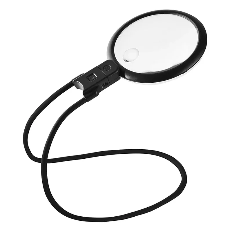 Neck Hanging Magnifier with 36 LED Lights Hands frees Magnification Glass Rechargeable Glass for Book Reading & Detailed Working