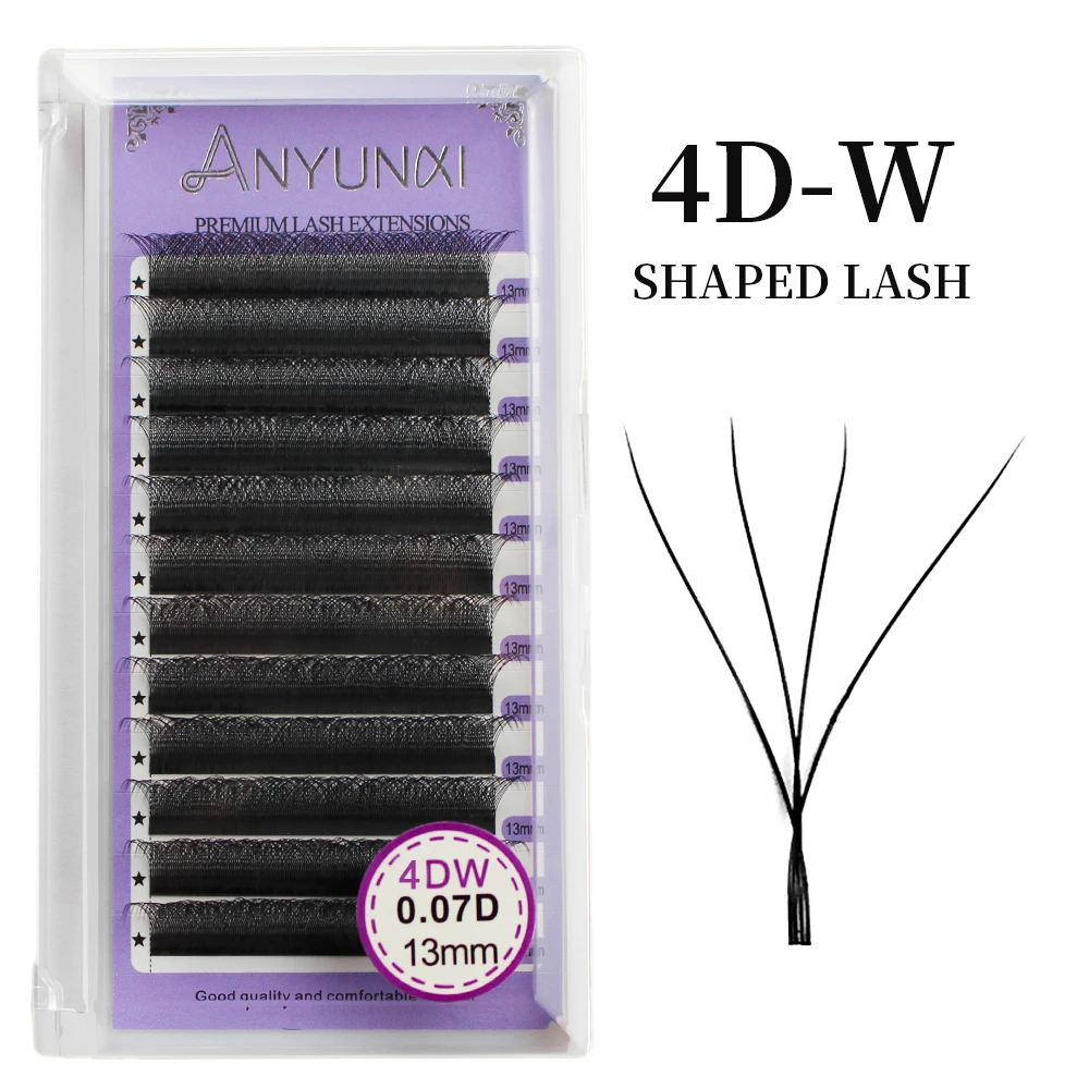 

ANYUNCI 4D W Shape Lashes Hand Waved Premade Fans Eyelash Extensions Full Lashes Natural Soft Light Individual Matte Dense