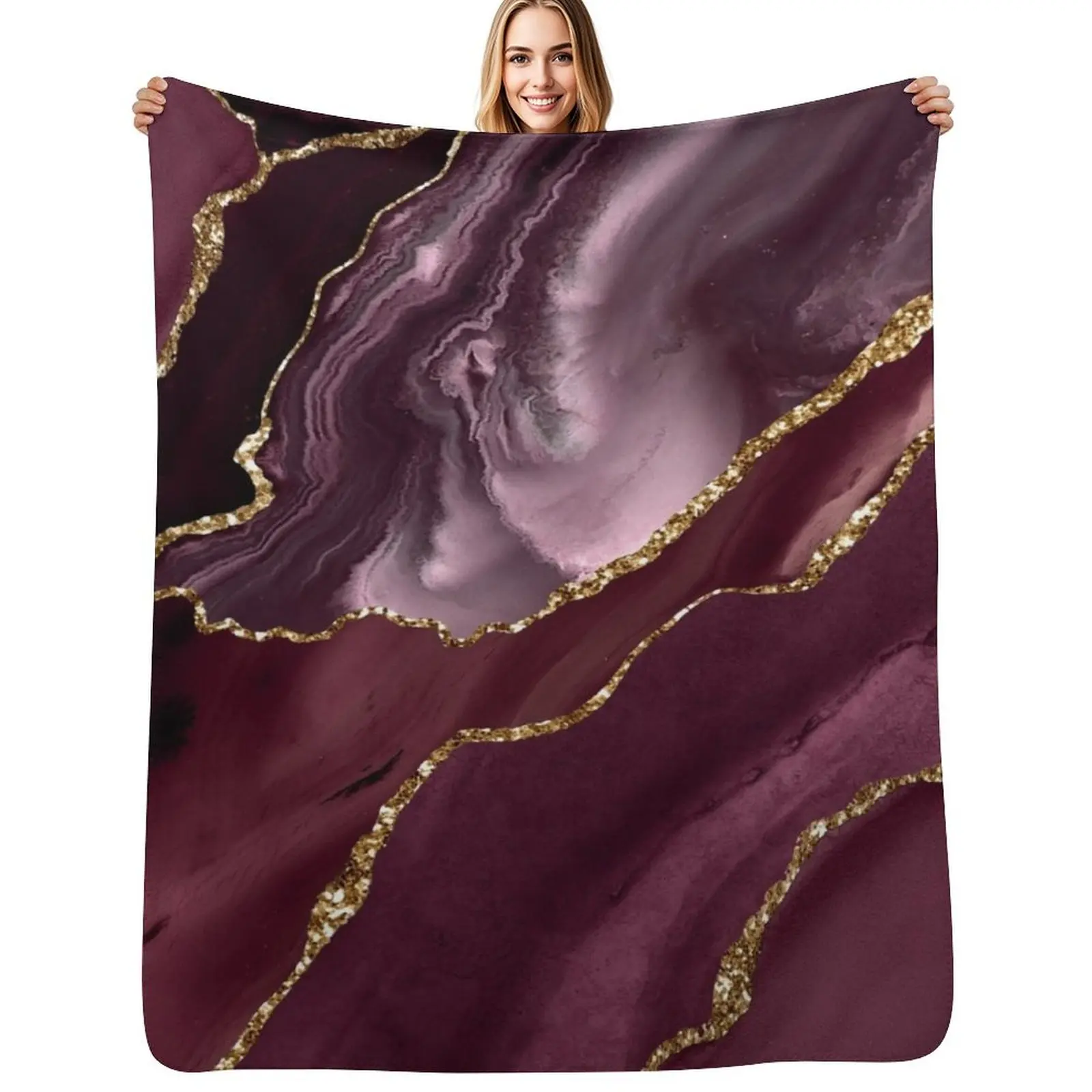 

Burgundy Maroon Geode Agate Throw Blanket Weighted Designers christmas decoration Blanket