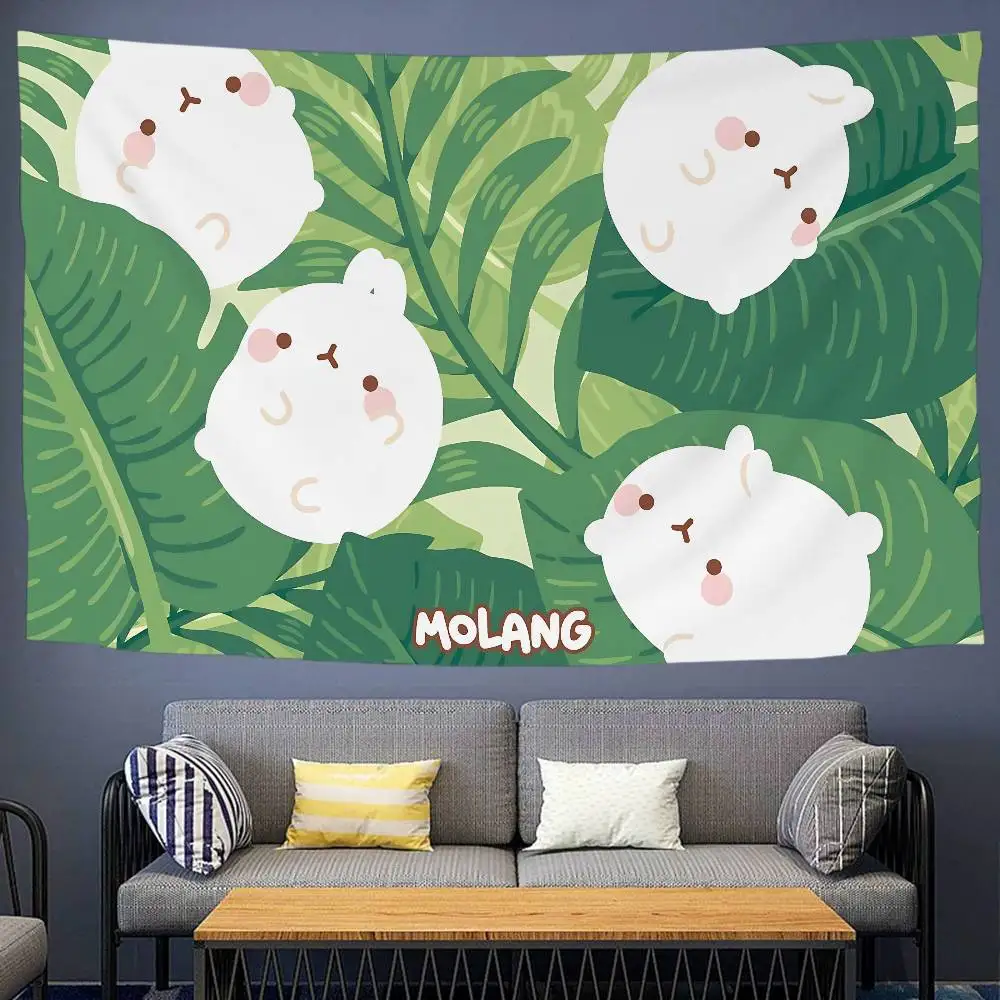 Cute white M-Molang Chart Tapestry for Living Room Home Dorm Decor Art Home Decor