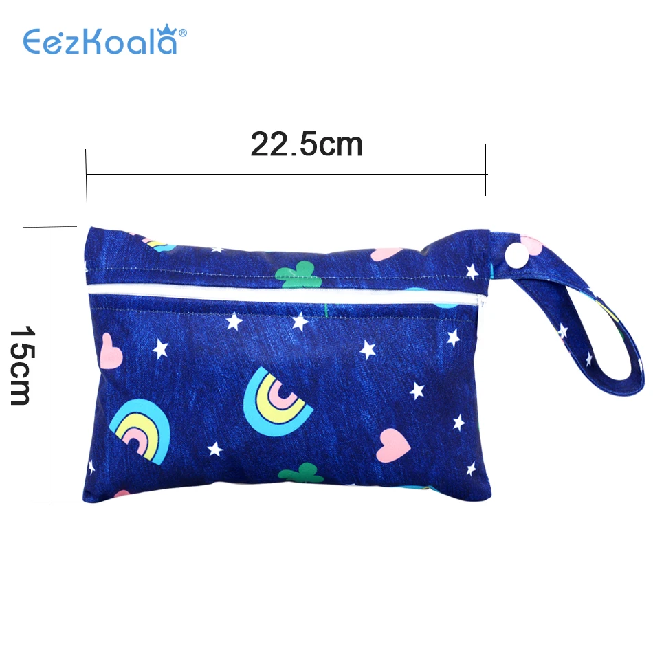 EezKoala-Petit sac de support pour bébé, sac à couches pour coussinets menstruels, 15x22,5 cm, fermeture éclair, étanche, réutilisable et lavable