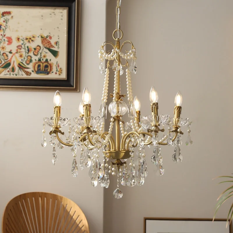French Luxury Candle Chandelier Foyer Lustre K9 Crystal Pendant Lights French Candle Droplight Home Decor Led Lamparas Lamp