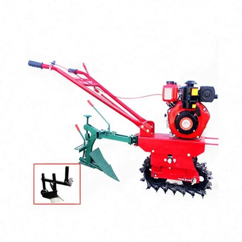 Hand-Held Micro-Tiller Slope Rotary Tiller Chain Track Tiller Garden Farm Orchard Mountain