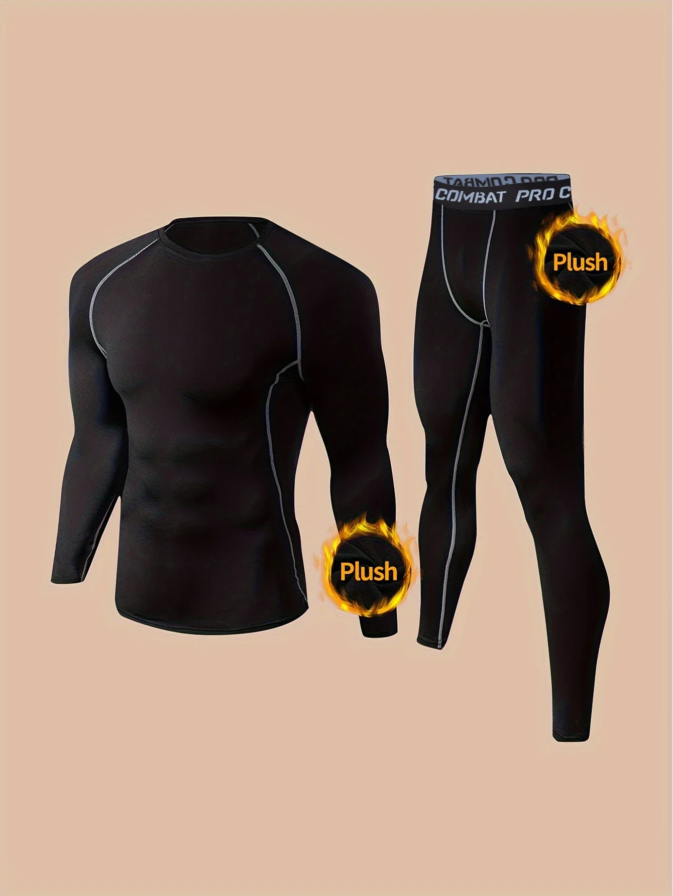 Men's training suit, compression suit long sleeve T-shirt and leggings, gym jogging daily, quick dry comfortable fit