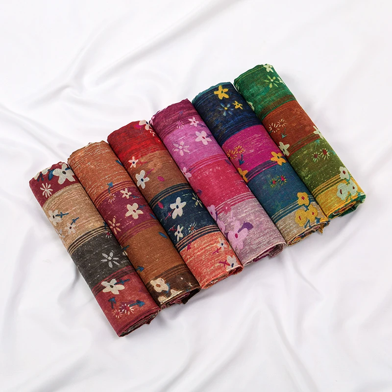 

New Printed Cotton Viscose Hijab For Women Muslim Scarf Long Shawl Bandana Foulard Islamic Turban Headband Wrap Floral Headscarf