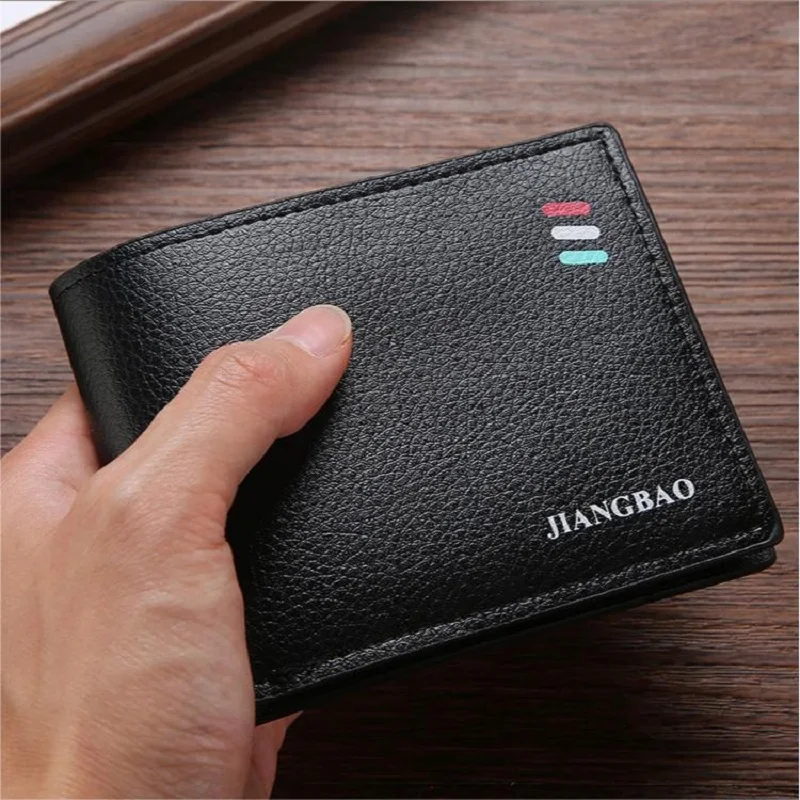 Fashion Men Wallet Slim Bifold Short Credit Card ID Holder Purses Male Leather Minimalist Solid Thin Man Wallets Money Clip