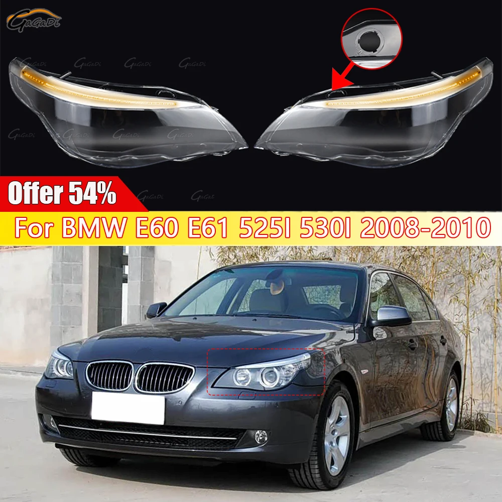 

Автомобильный абажур для фар подходит для BMW E60 E61 525I 530I 545I 550I 2008-2010 с прозрачной крышкой и отверстием, абажур, корпус линзы для фар