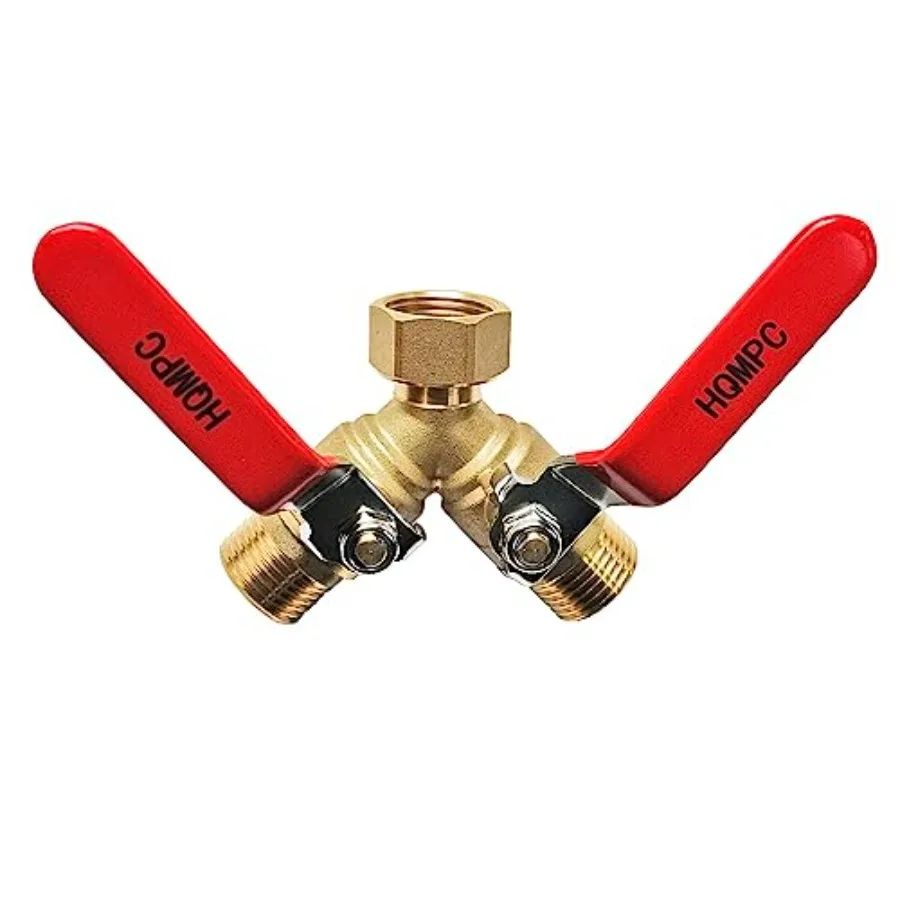 Garden Hose Y Vae Splitter With Stal Steel Long Handle - Brass 2 Way Water Adapter, 3/4