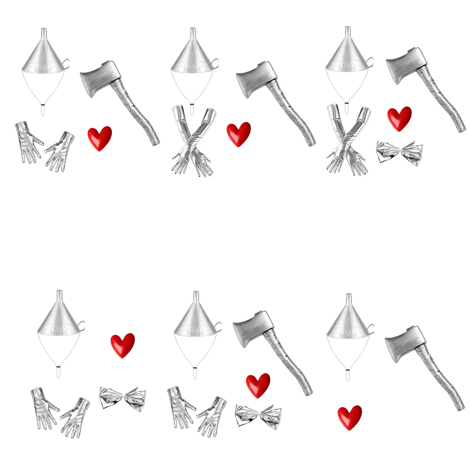 Adjustable Bow Tie Heart-shaped Pin with Hat Gloves And Axe Cosplay Costume Accessories for Halloween Themed Party