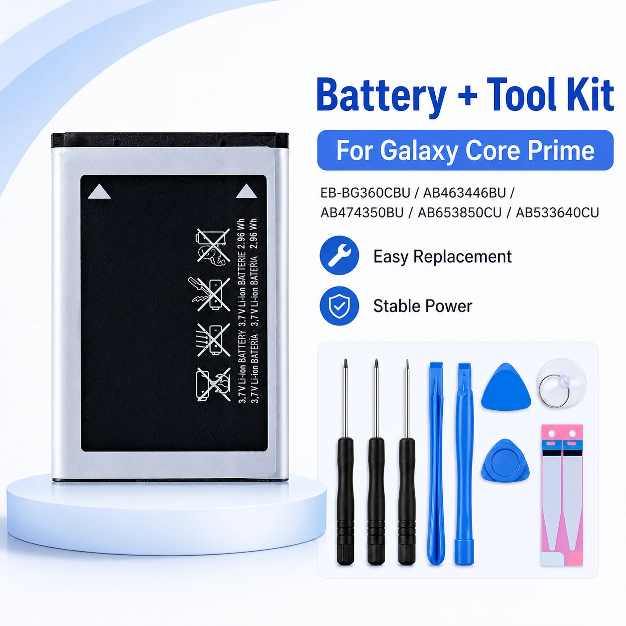 Original Battery For Samsung Core Prime G360 J200 J2 2017 EB-BG360CBU AB463446BU AB474350BU AB653850CU 2000mAh With Tools