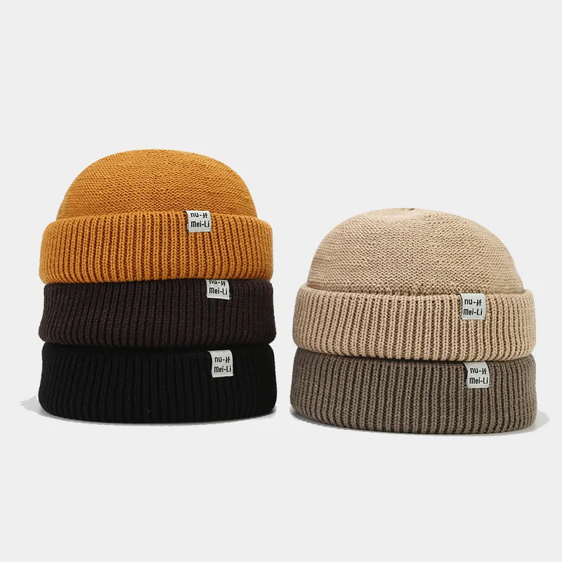 

Hip Hop Beanie Knitted Hat Men Fashion Skullcap Autumn Women Winter Brimless Baggy Melon Cap Cuff Docker Fisherman Beanies Hat