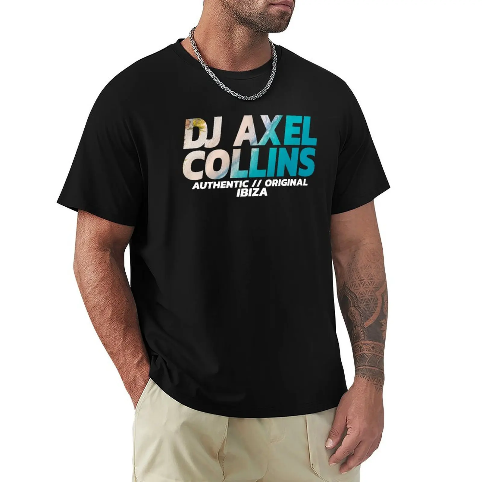 White Lines DJ Axel Collins Ibiza T-Shirt Soft Lightweight Cotton T-Shirt