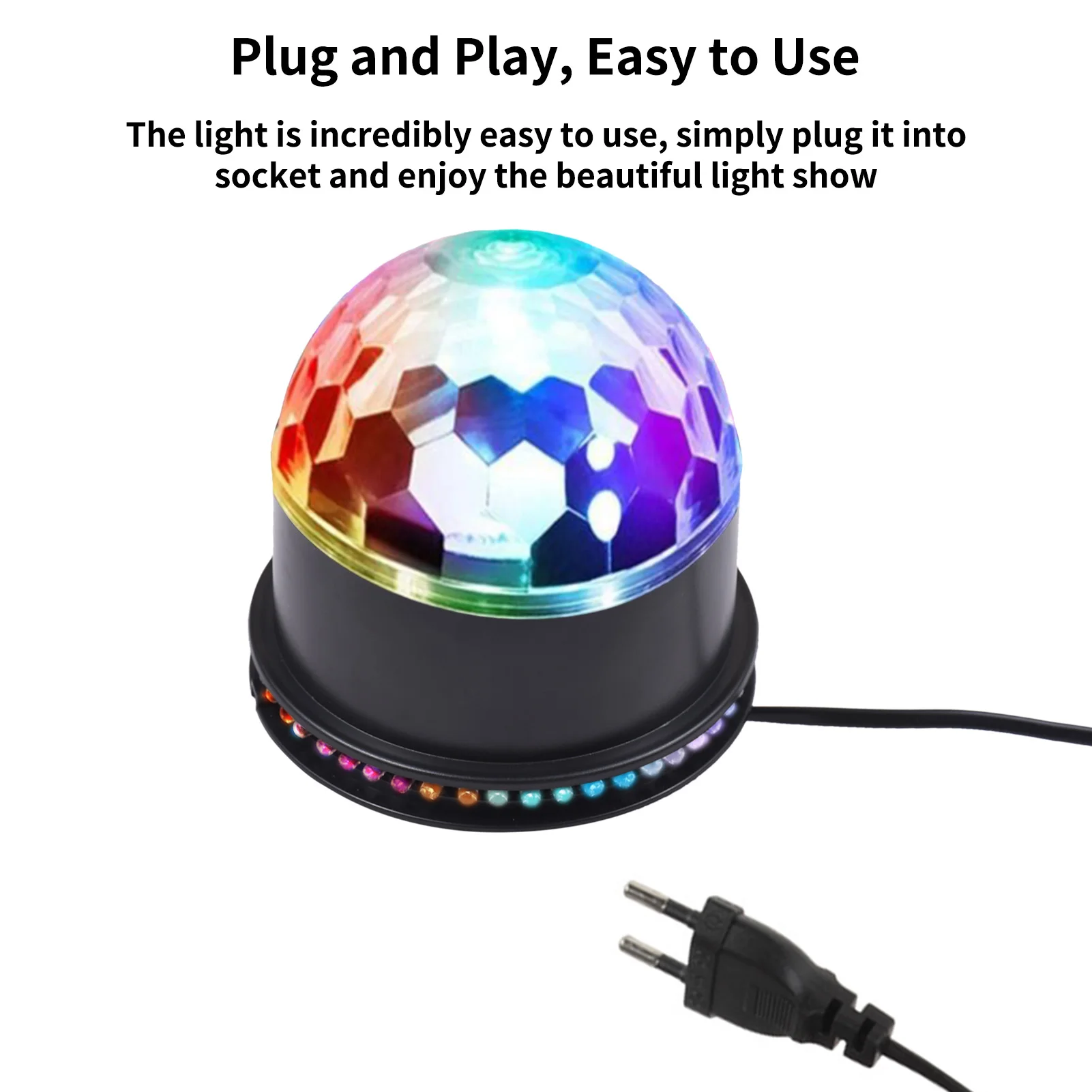 Mini Disco Light Colors Stage Ball Lamp Sound Control Night Light Projector Projection Rotating Lights Atmosphere Lamp Plug&Play