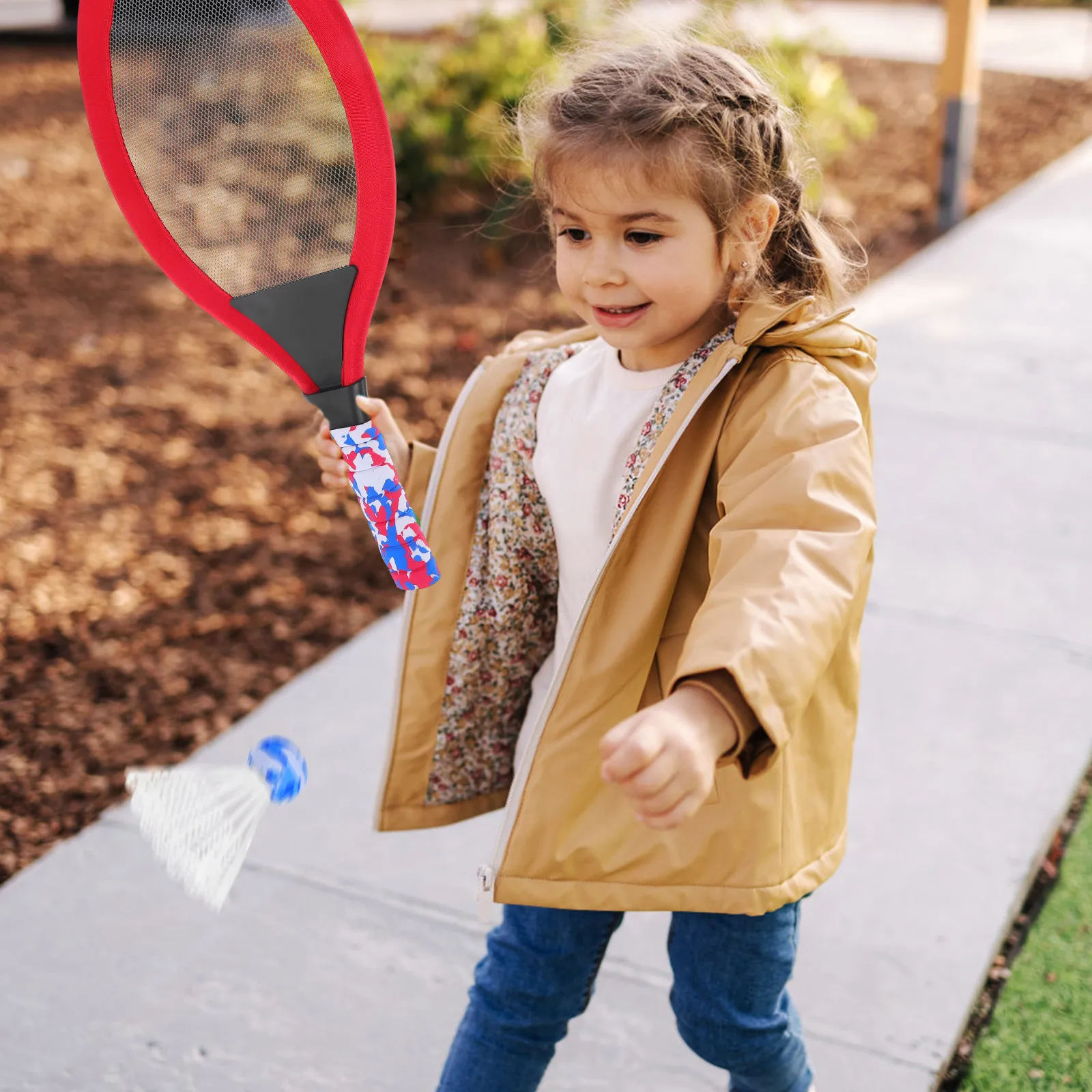 

1Pair 's Tennis Racquets Red Lightweight Eva Badminton Racket Set Multipurpose for Kindergarten Outdoor Sports