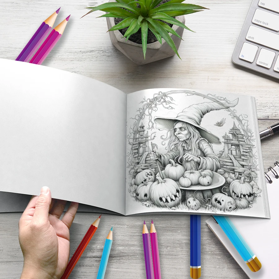 1pc  Witch Legend Coloring Book 20 Page Adult Picture Book For Relieve Stress Kill Time Graffiti Painting Drawing Art Gift