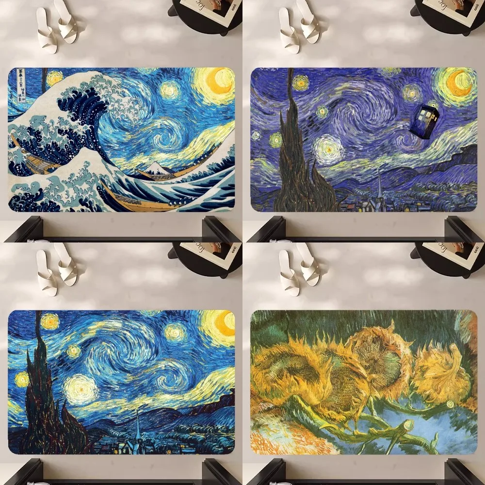 art van Gogh  Floor Mat Floor Mat Anti-Slip Bathroom Kitchen Bedroom Living Room Entrance Rug Home Decor