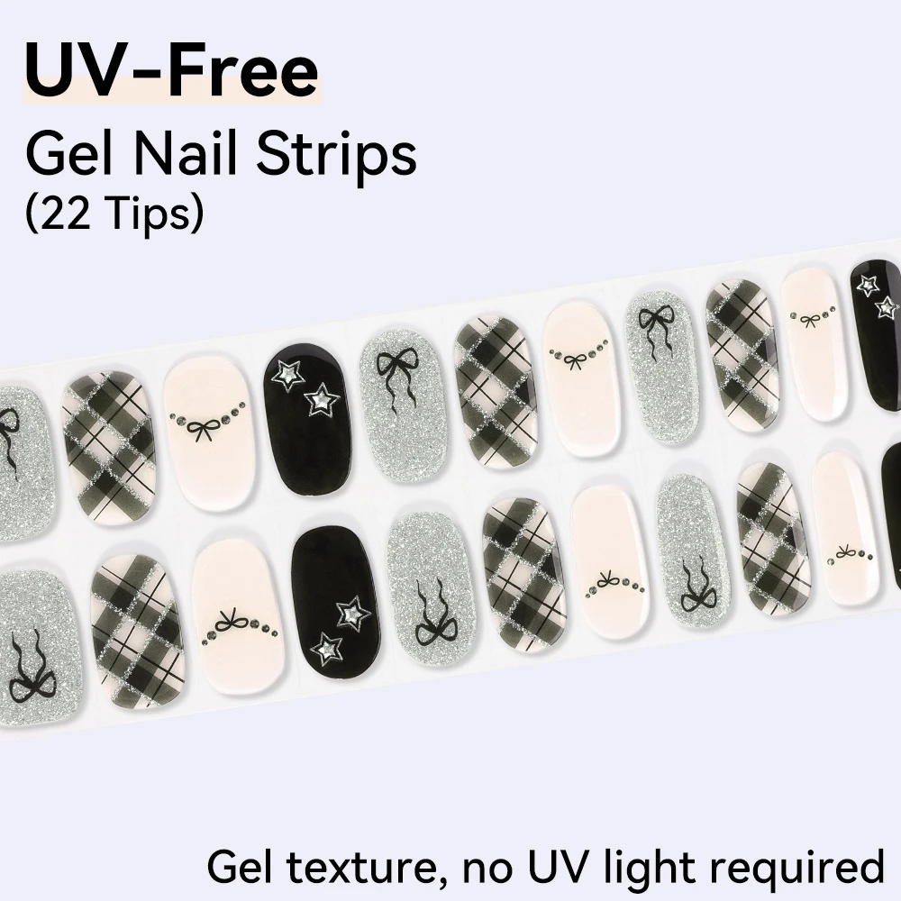 Tiras de Gel para uñas sin UV, 22 puntas, pegatinas de Gel autoadhesivas para uñas, decoración de manicura DIY, efecto sumergido, brillo, Color sólido marrón