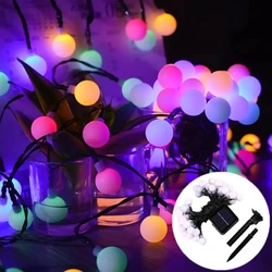 5M/20LED 6.5M/30LED White Ball Solar Light String Outdoor Waterproof Frosted Round Ball Camping Atmosphere Lighting