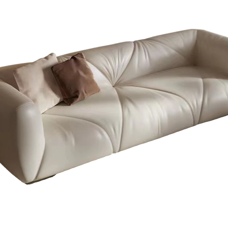 

Nordic retro black straight-row sofa modern simple light luxury sofa minimalist wabi silent wind silicone leather designer