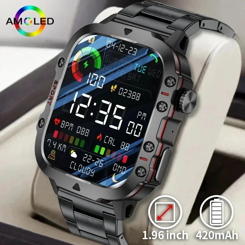 2024 neue militärische Smartwatch Männer IP68 wasserdichte Outdoor-Sport uhren BT Call Fitness GPS Track Smartwatch für Xiaomi Huawei