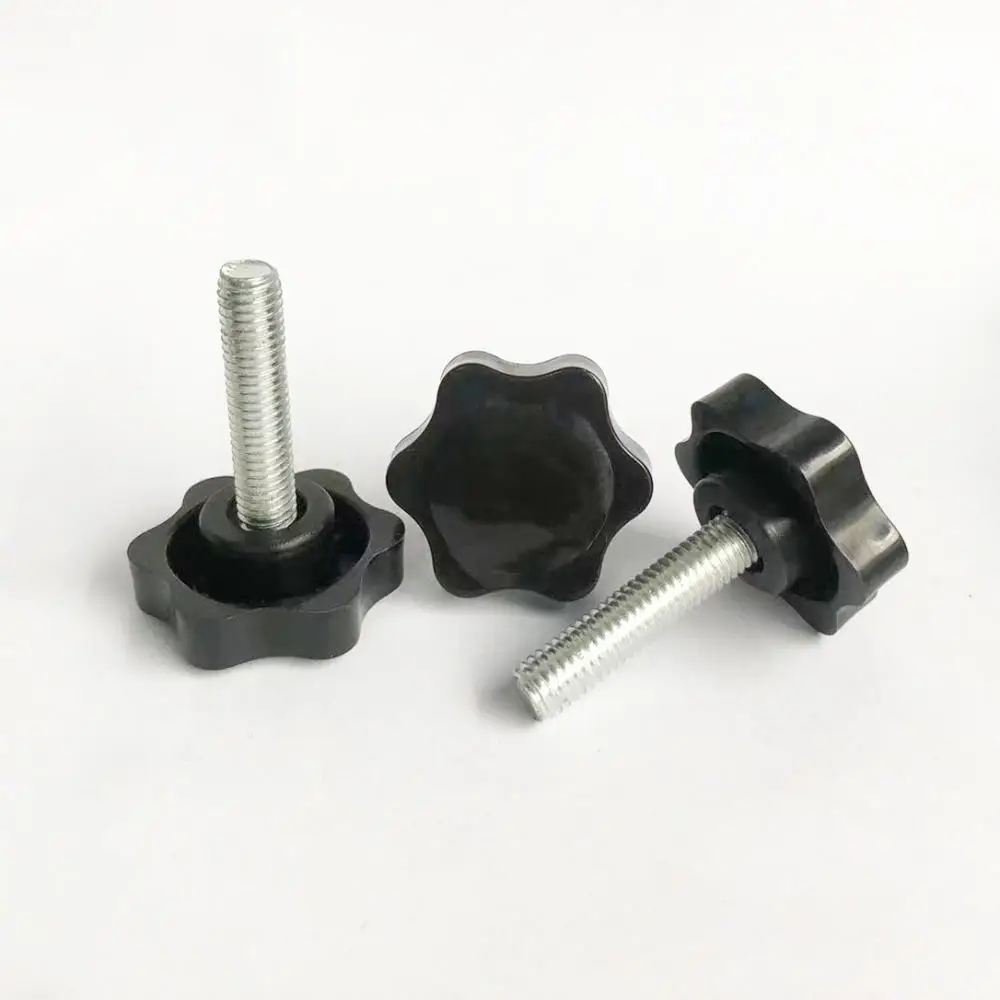 Galvanized Carbon Steel Plum Blossom Screw Hand Knob Bolt Plastic Head Nut Adjustable Threaded Stud Industrial Hardware Tool