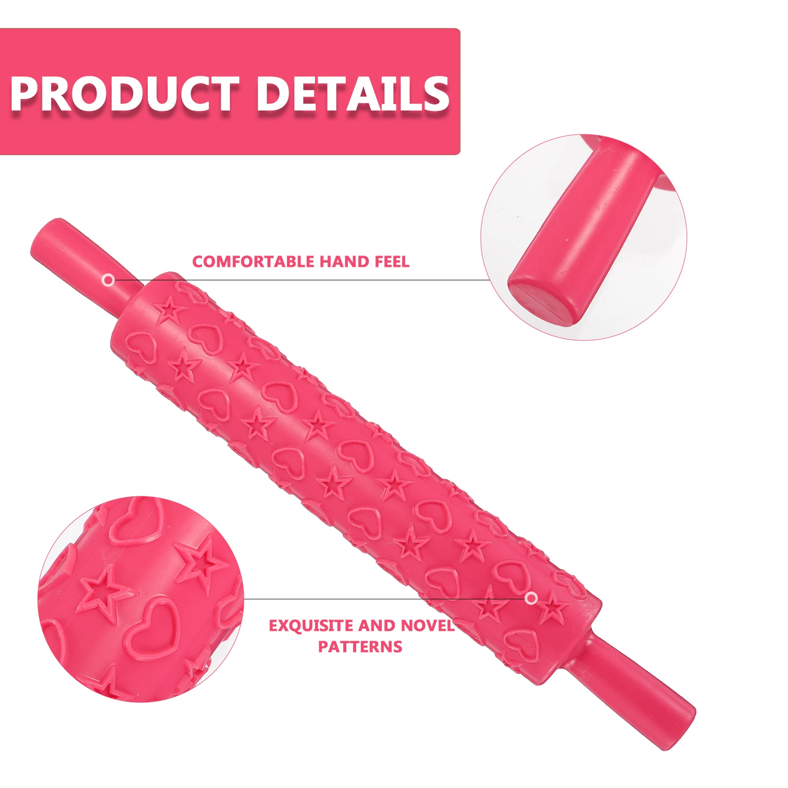 

4 Pcs DIY Printed Rolling Pin Embossed Bakery Needle Pins for Cookies Plastic Baking