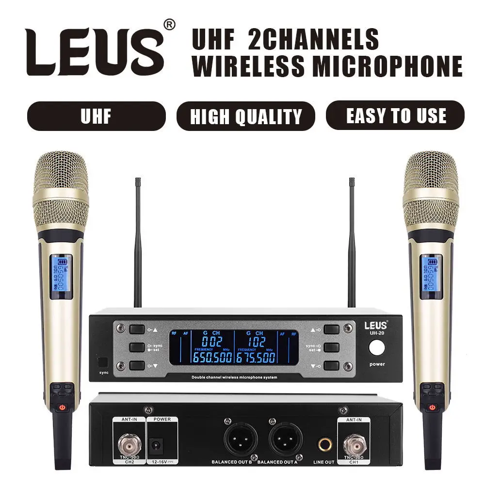 

LEUS UH-20 UHF EW135G4 SKM9000 High Quality Metal Dual Channels Wireless Microphone Karaoke Stage Performance Dynamic System