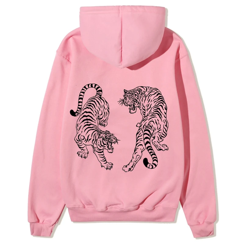 Vintage Tiger Pullover Hoodies Women's Sweatshirts Trendy Graphic Hooded Long Sleeve Hoody Hip Hop Female Aesthetic Outerwears