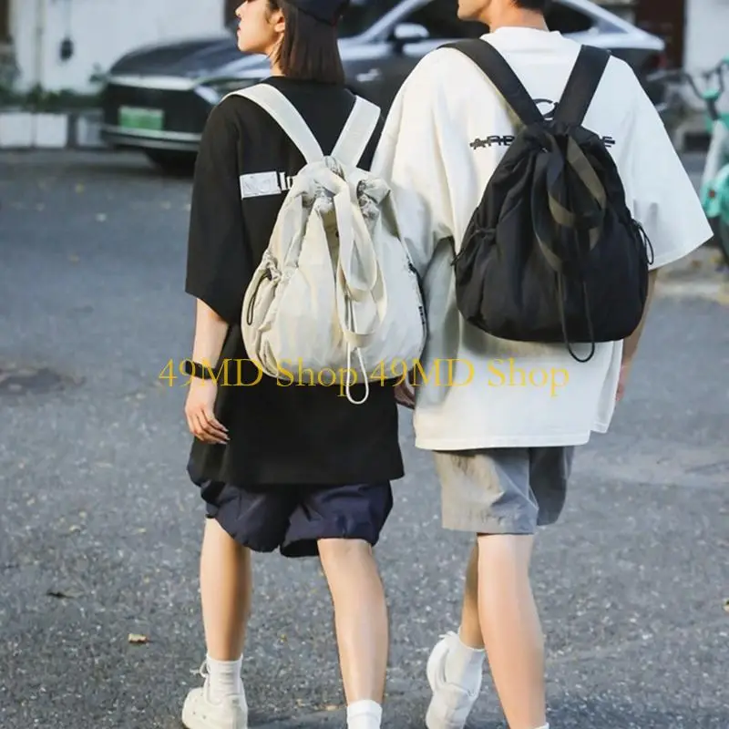 

49MD Harajuku однотонный нейлоновый рюкзак на шнурке школьный рюкзак большой вместимости для колледжа и путешествий незаменимый