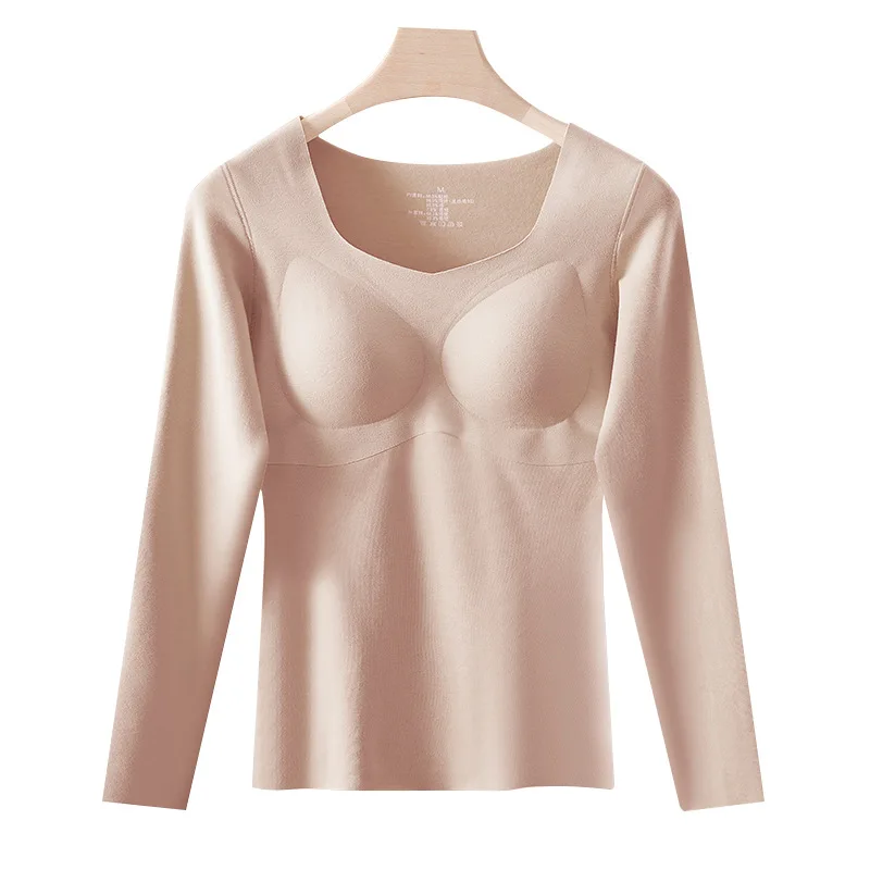 New Style German Velvet Jacquard Long-sleeved Thermal Underwear Plus Velvet Heating Slim Fit Seamless Comfortable Base Layer