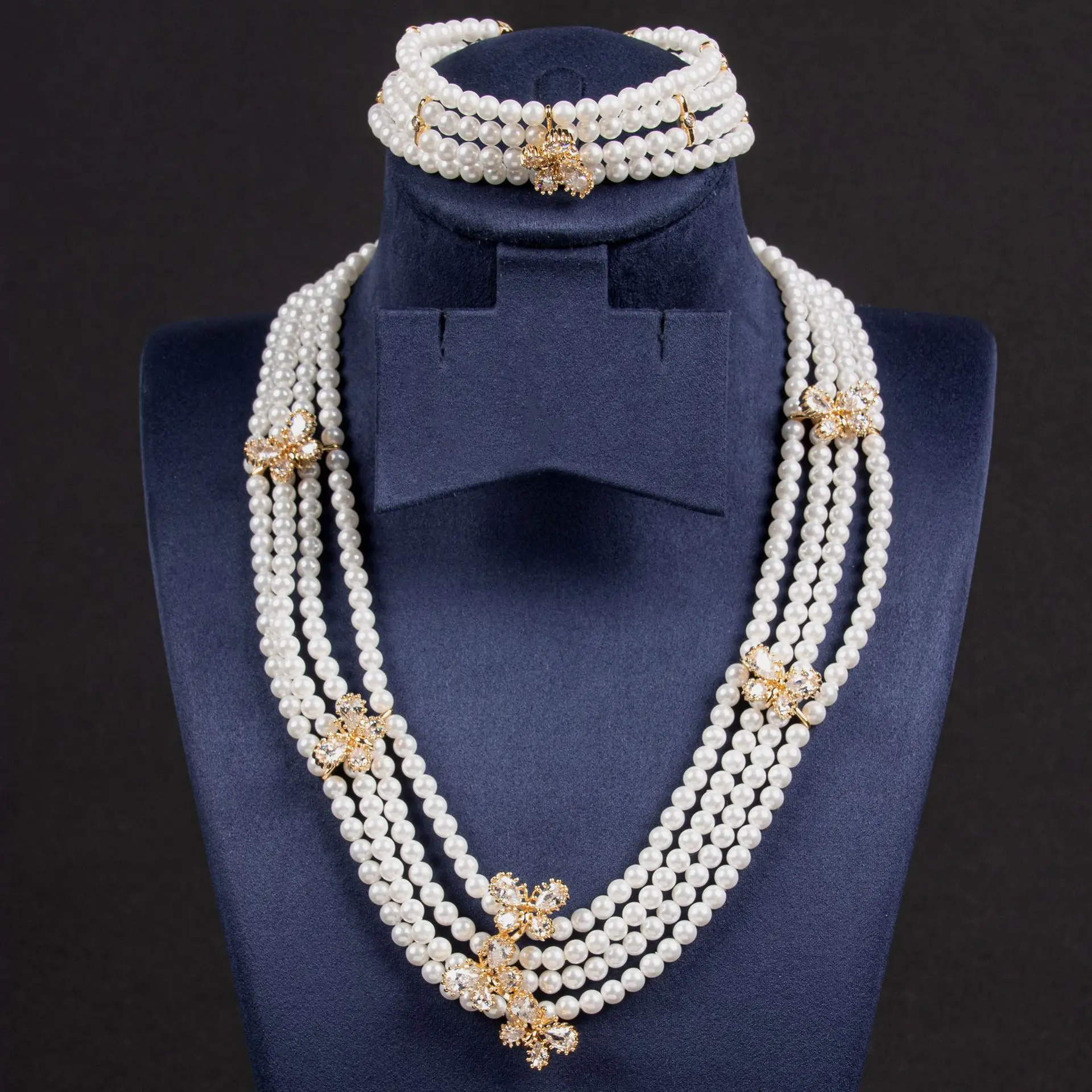 

Women's Multi-layered Shell Pearl Necklace Bracelet Set 2025