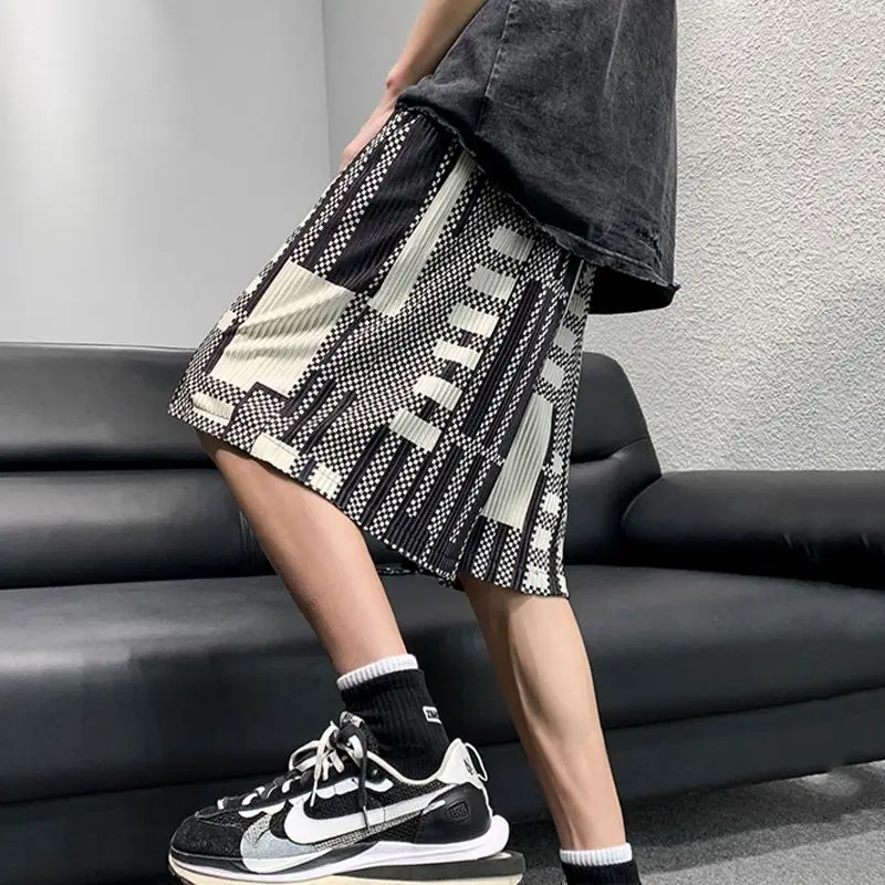 Men Shorts Summer Fashion Retro Casual Korean Loose Straight  Beach Shorts Oversized Harajuku  Streetwear Wide Leg