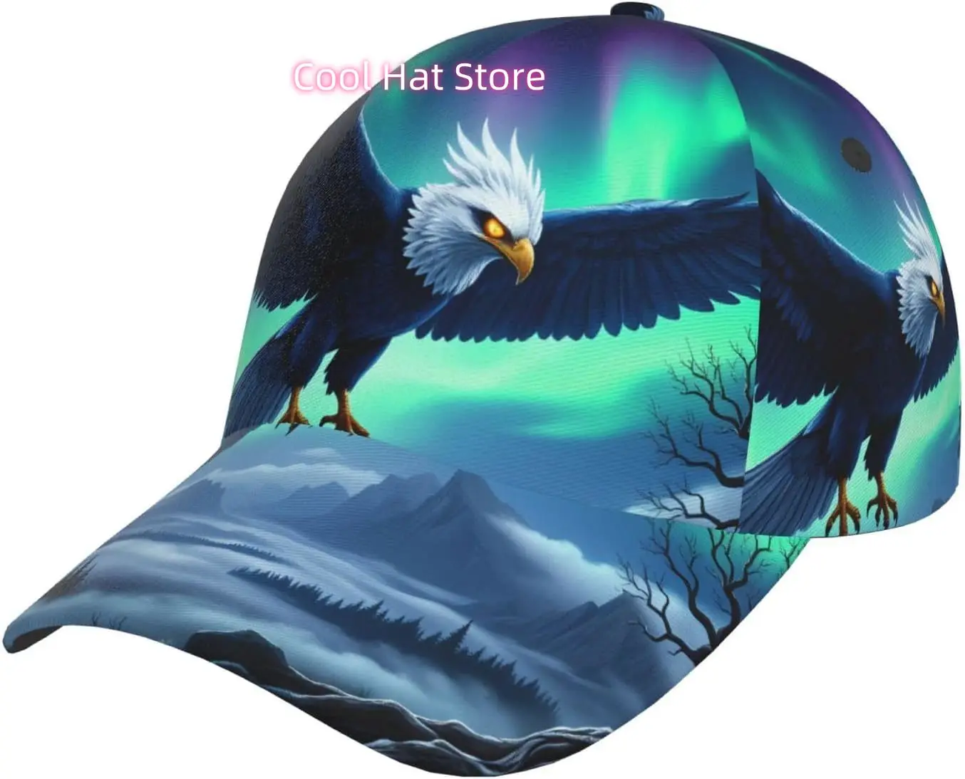 Eagle Soaring Night Sky Pattern Baseball Cap Adjustable Cotton Baseball Hat for Sports, Outdoor, Travel Gifts for Men