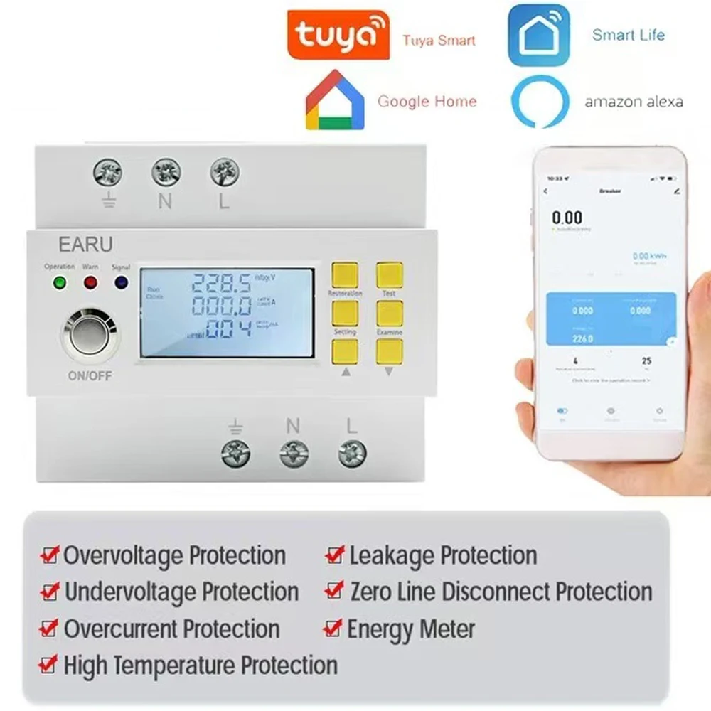 

220-300V WiFi Smart Electric Energy Protector Meter Timer Switch Power Consumption Monitor kWh Meter Wattmeter Leakage Protector