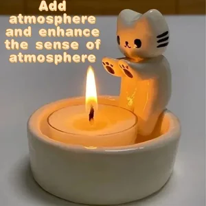 Creative Cat Candlestick, Kitten xinh đẹp, chó, thỏ, trang trí hoạt hình của phim hoạt hình 8 Velas nến bán hàng chính - 5