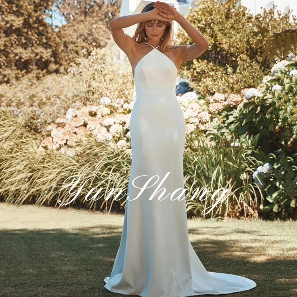 Yunshang Elegante Abito Da Sposa A Sirena Halter Aperto Indietro Senza Spalline Senza Maniche Abito Da Sposa Abiti Da Sposa Personalizzato