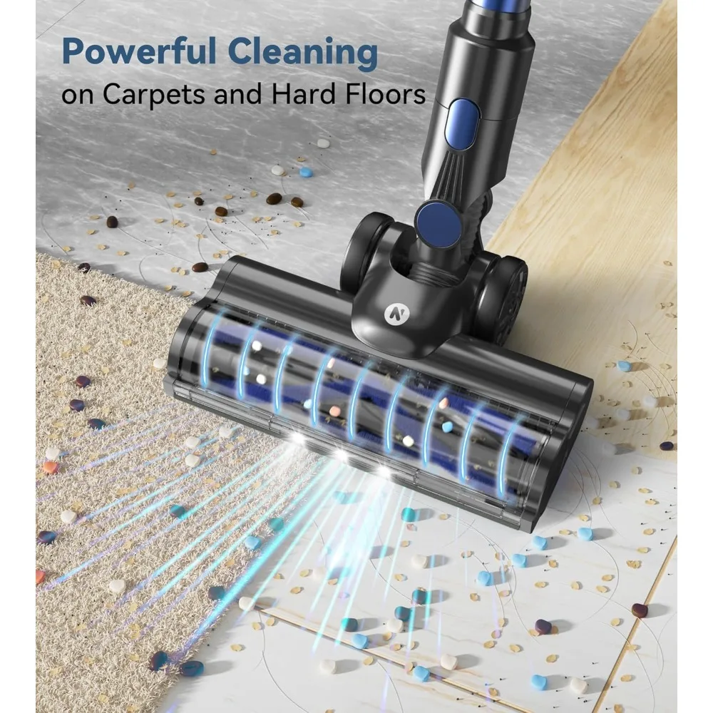 Cordless Vacuum Cleaner, Stick Vacuum with 3 Powerful Suction Modes, Max 45 Mins Runtime, Anti-Tangle Vacuum Cleaner for Home