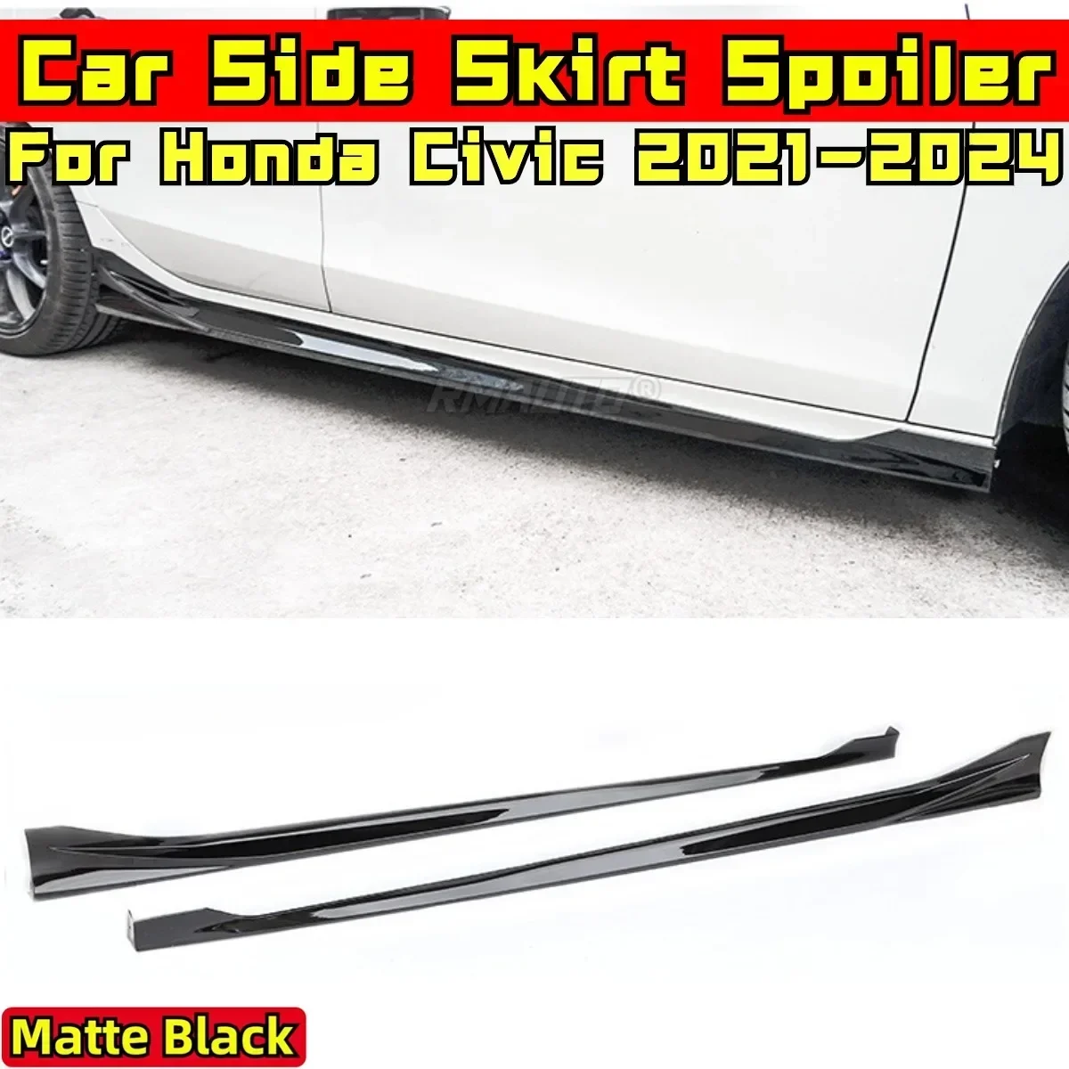 For Honda Civic 11th Gen 2021-2024 Body Kit Honda Civic Car Side Skirt Lip Glossy Black MUGEN Style Side Skirt Car Accessories