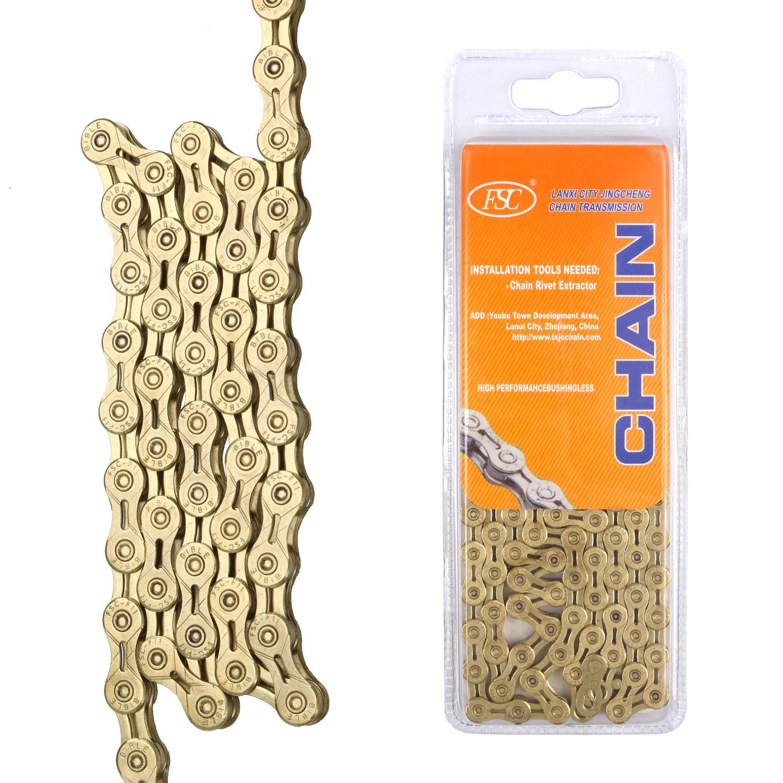 11 Speed Half Hollow Chain,Light Weight 116L Bike Chains,Gold Color Chains