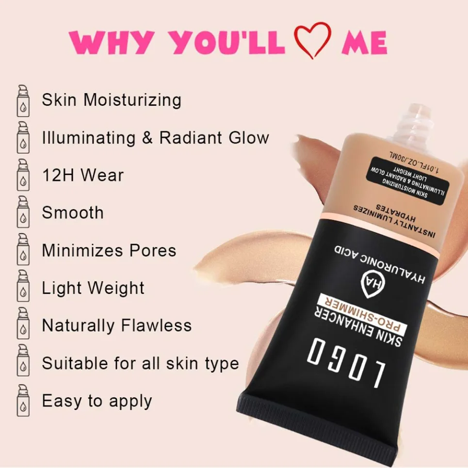 Vegan Primer Private Label Moisturizing Pore Minimizing No Cake Makeup Base Custom Logo Wholesale