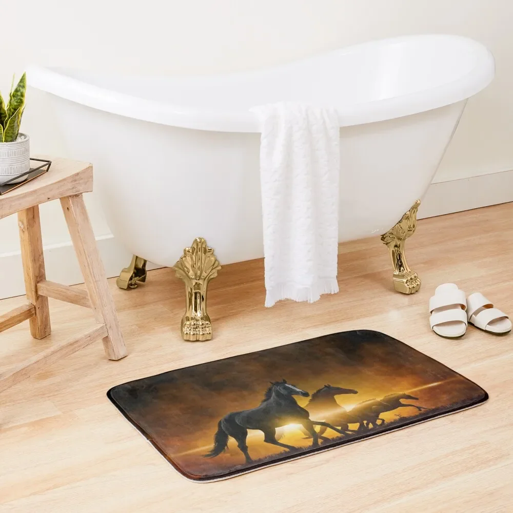 

Wild Black Horses Bath Mat Bathroom Kit Toilet Floor Accessories Sets For The Bathroom Bathrooms Accessories Novelties Mat