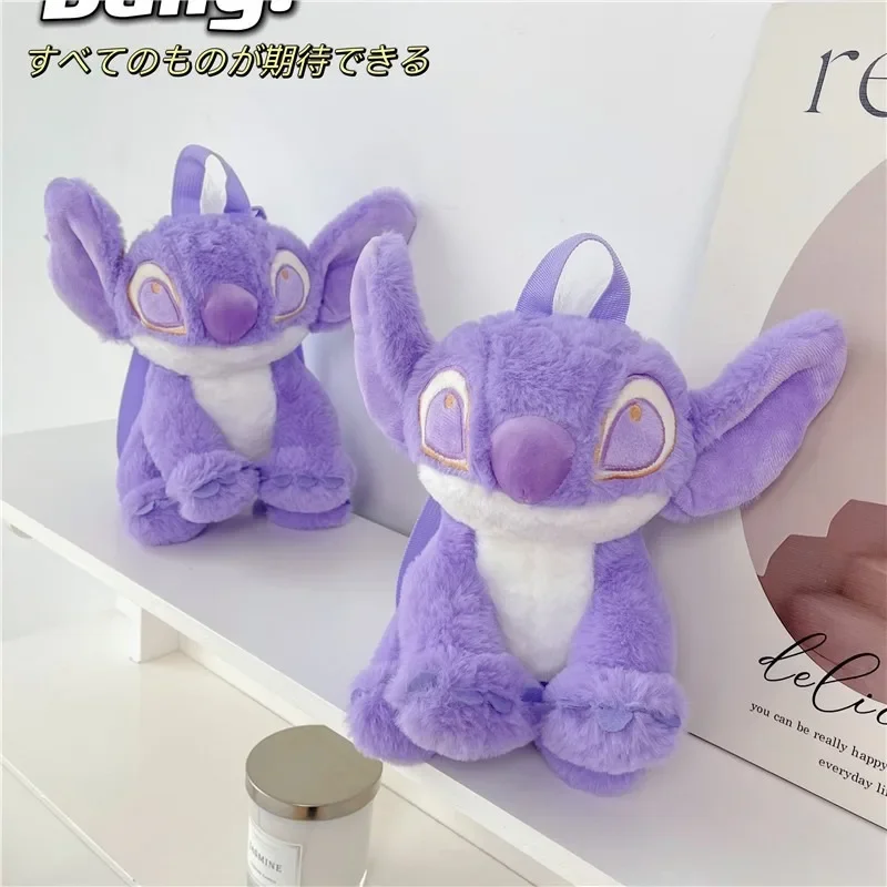 Disney 2025 New Purple Stitch Shoulder Cartoon Plush Toy Doll Girl Heart Cartoon Cute Shoulder Bag Doll Gift