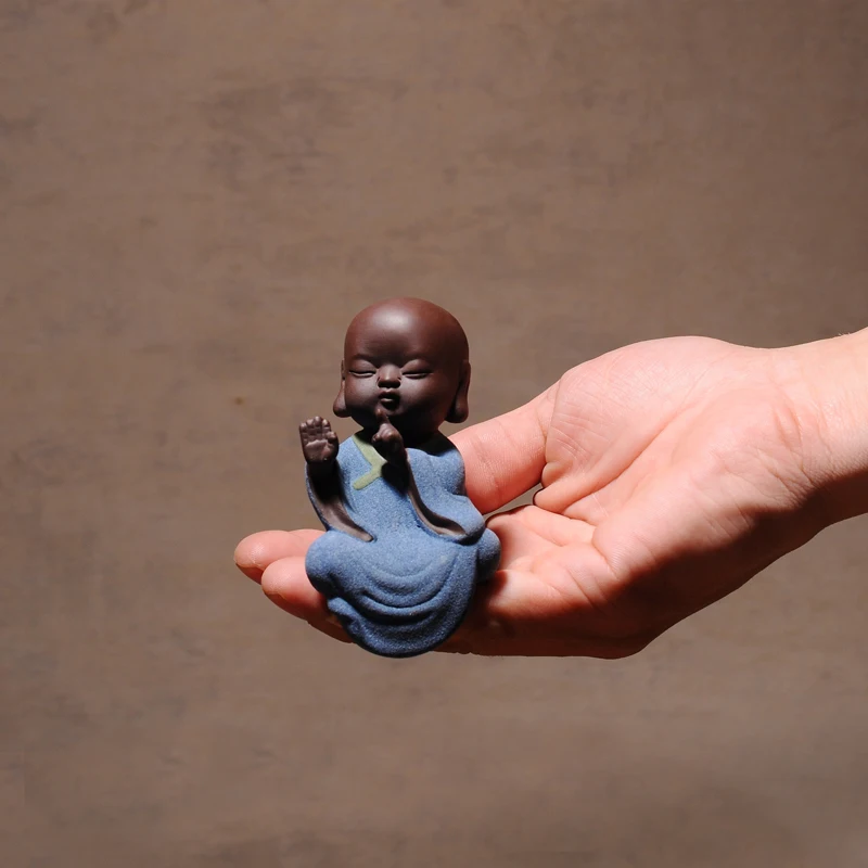 

Shut up " Marvellous ART -Spiritual realm OFFICE home Buddhism Buddha CHAN little Monk sand-fired kiln porcelain ceramic ART
