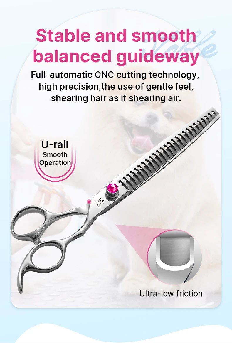 Fenice 7,0/7,5/8,0 Zoll JP440C Haustier-Friseurset, rosarote Schraube, gerade/gebogen/dünner/Chunker für Hunde, Fellpflege, Trimmen – Detail 10