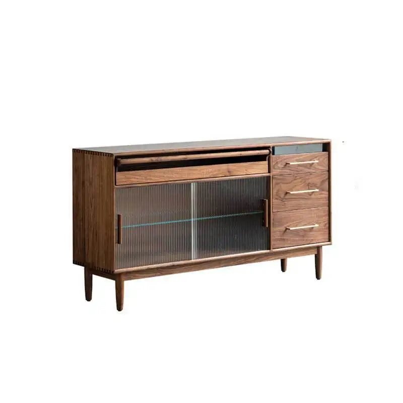 

Скандинавский буфет из цельного дерева, журнал из черного ореха, японский стеклянный дверной высокий шкаф, винный шкаф, барная стойка, встроенная