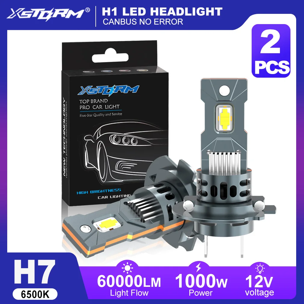 

XSTORM H7 LED Canbus 1000W 60000LM Светодиодная фара для автомобиля с вентилятором Лампа автоматических турбо-светильников в сборе Turbo Lights 12V 6500K