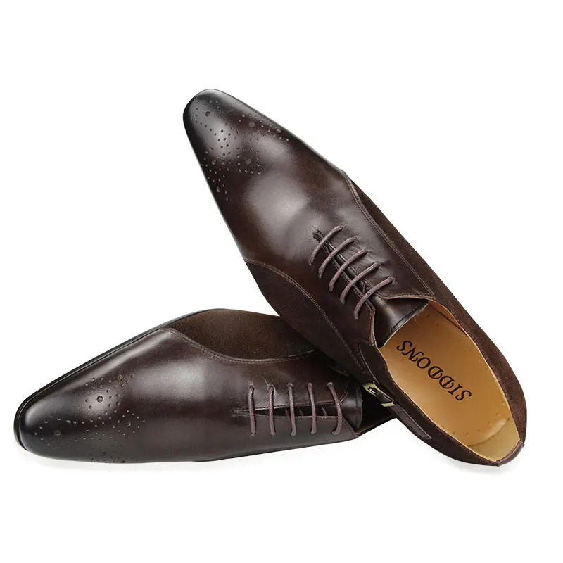 Zapatos de vestir de cuero de vaca genuino para hombre, calzado de boda, Brogue, hecho a mano, informal, Formal, de negocios