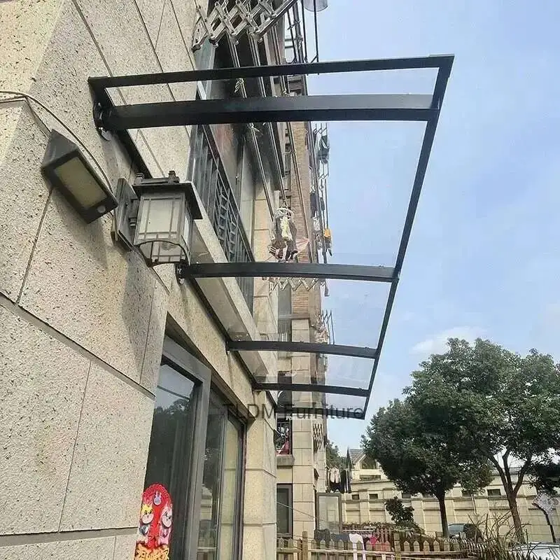 

Silent Villa Outdoor Gazebos Imitation Transparent Glass Shed Door Awning Window Endurance Board Awning Sunproof Pergola Tent