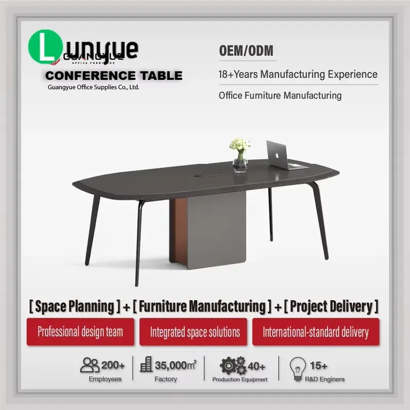 Modern Office Conference Table with Power Socket Durable Metal Frame for Corporate Meeting Rooms Business Furniture